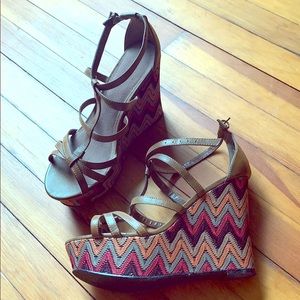 Tan/Colorful Wedges